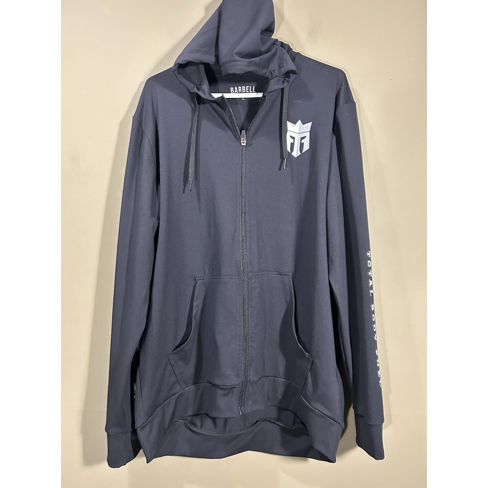 Barbell Apparel x Reign Hoodie Mens Large Black Full Zip Performance Stretch Gym